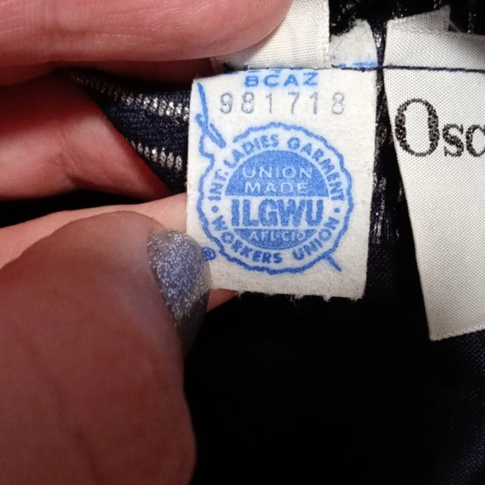 💙VTG 1960s Oscar de la Renta💙 - Navy Silk & Silver Metallic Plaid Mod Dress - Picture 4 of 16